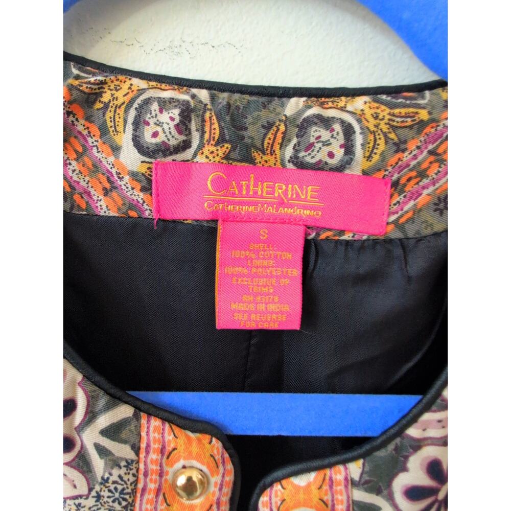 Catherine Malandrino Quilted Floral Studded Boho Jacket Faux Leather Trim size S - Picture 3 of 4